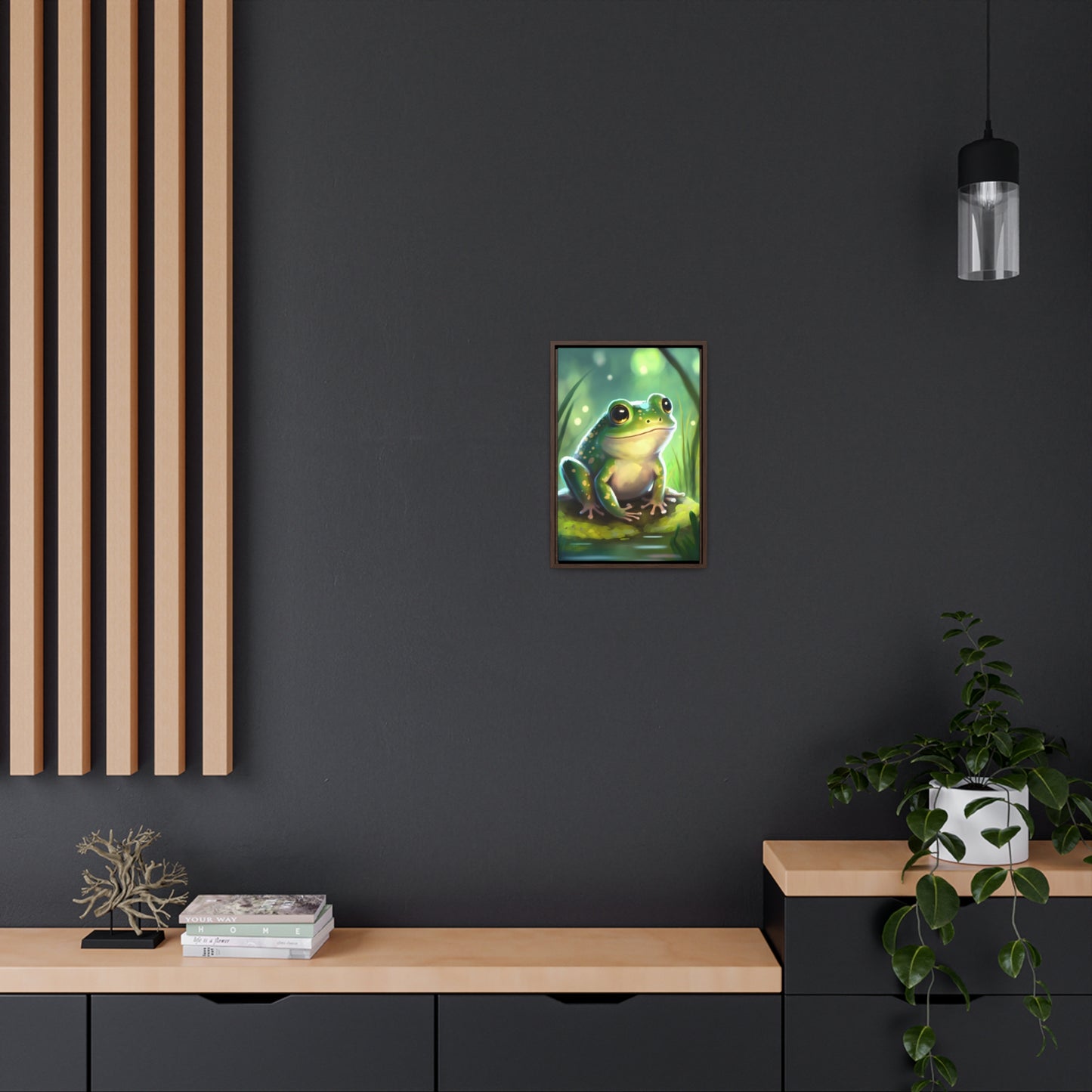 Green Frog - Gallery Framed Canvas Wall Art