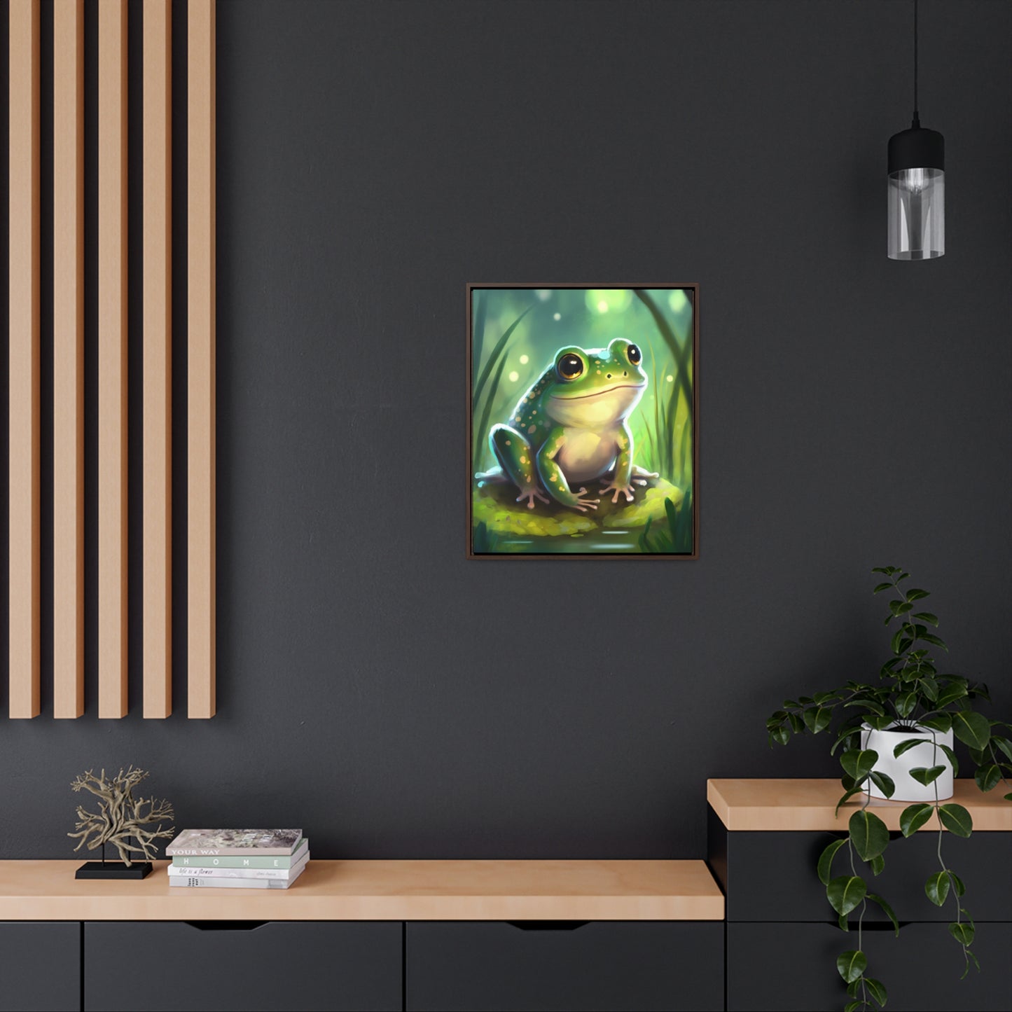 Green Frog - Gallery Framed Canvas Wall Art