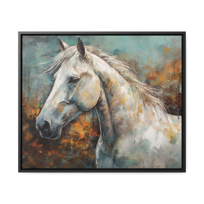 White Horse - Gallery Framed Canvas Wall Art