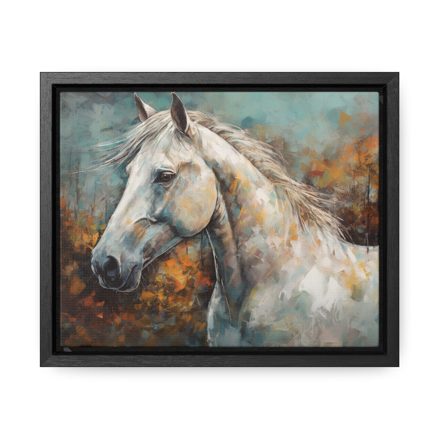 White Horse - Gallery Framed Canvas Wall Art