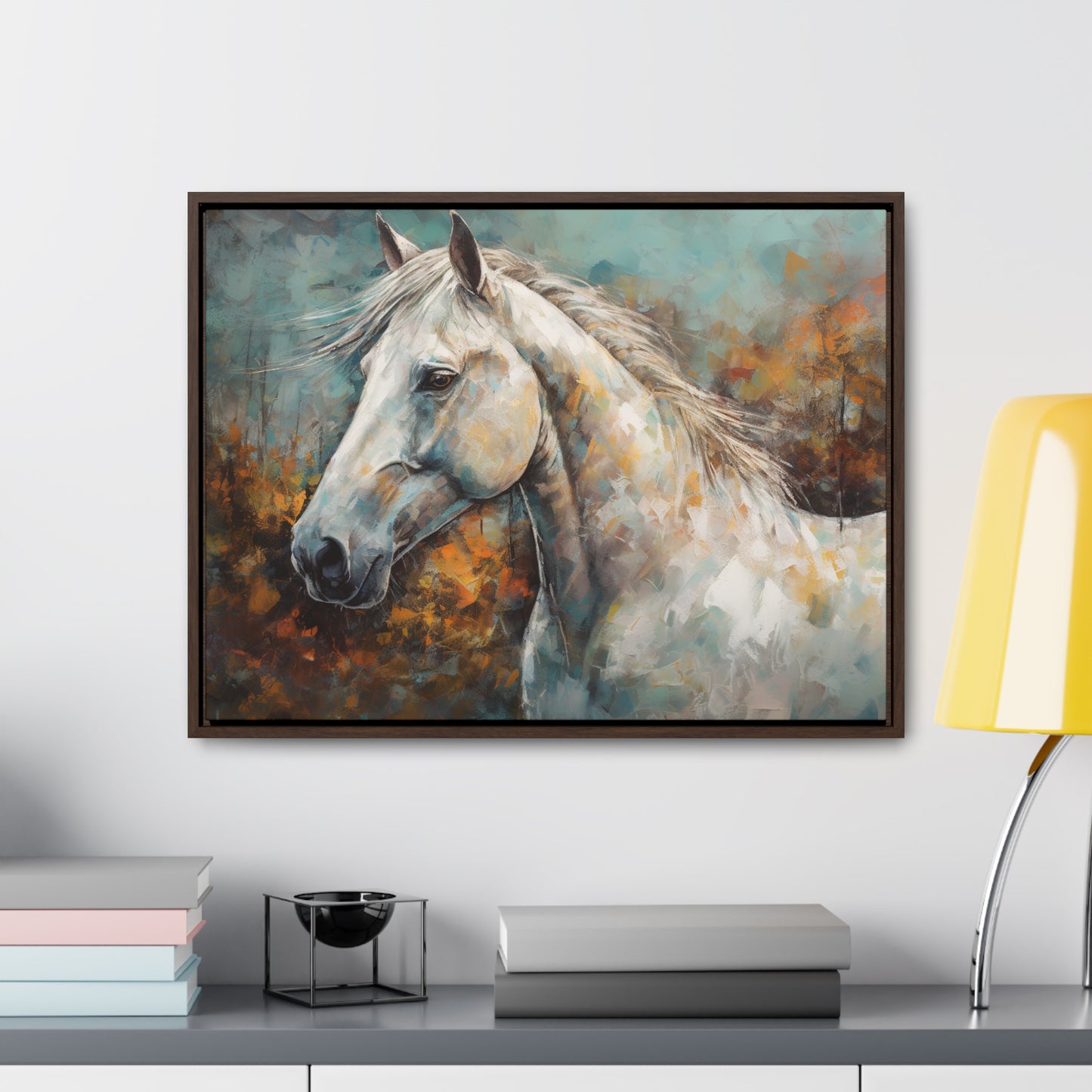 White Horse - Gallery Framed Canvas Wall Art