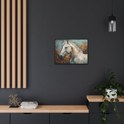 White Horse - Gallery Framed Canvas Wall Art