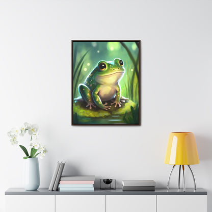 Green Frog - Gallery Framed Canvas Wall Art