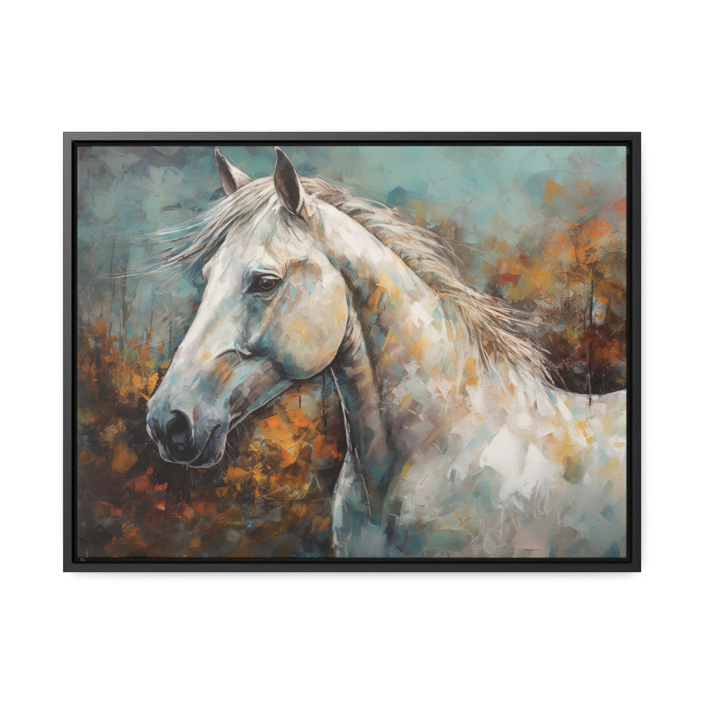 White Horse - Gallery Framed Canvas Wall Art