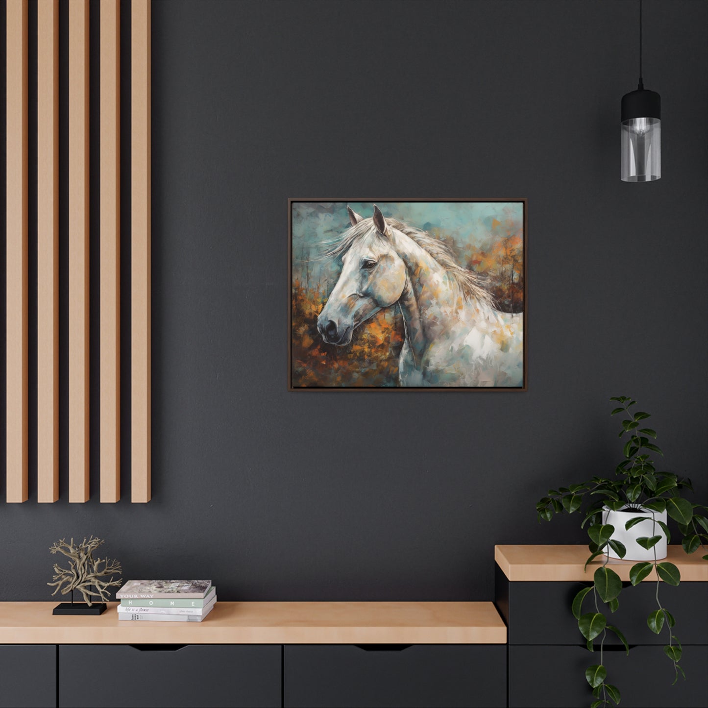 White Horse - Gallery Framed Canvas Wall Art