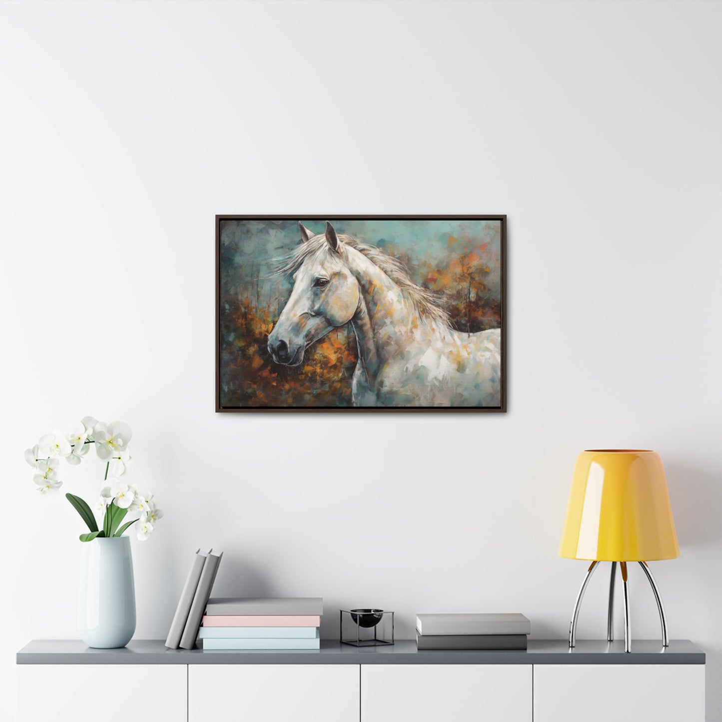 White Horse - Gallery Framed Canvas Wall Art