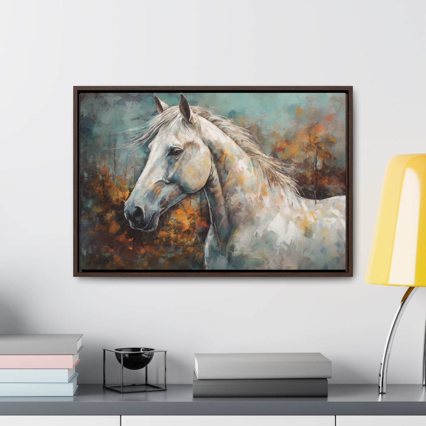 White Horse - Gallery Framed Canvas Wall Art