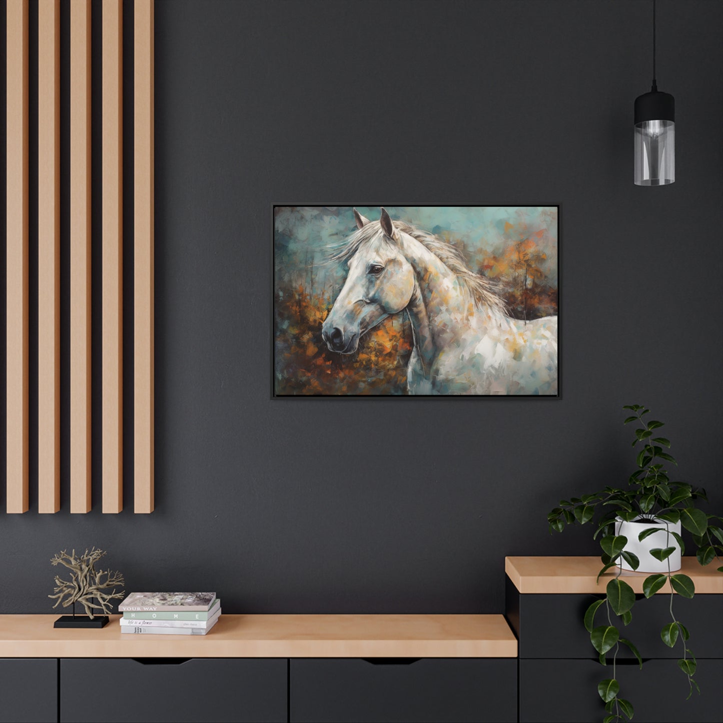 White Horse - Gallery Framed Canvas Wall Art