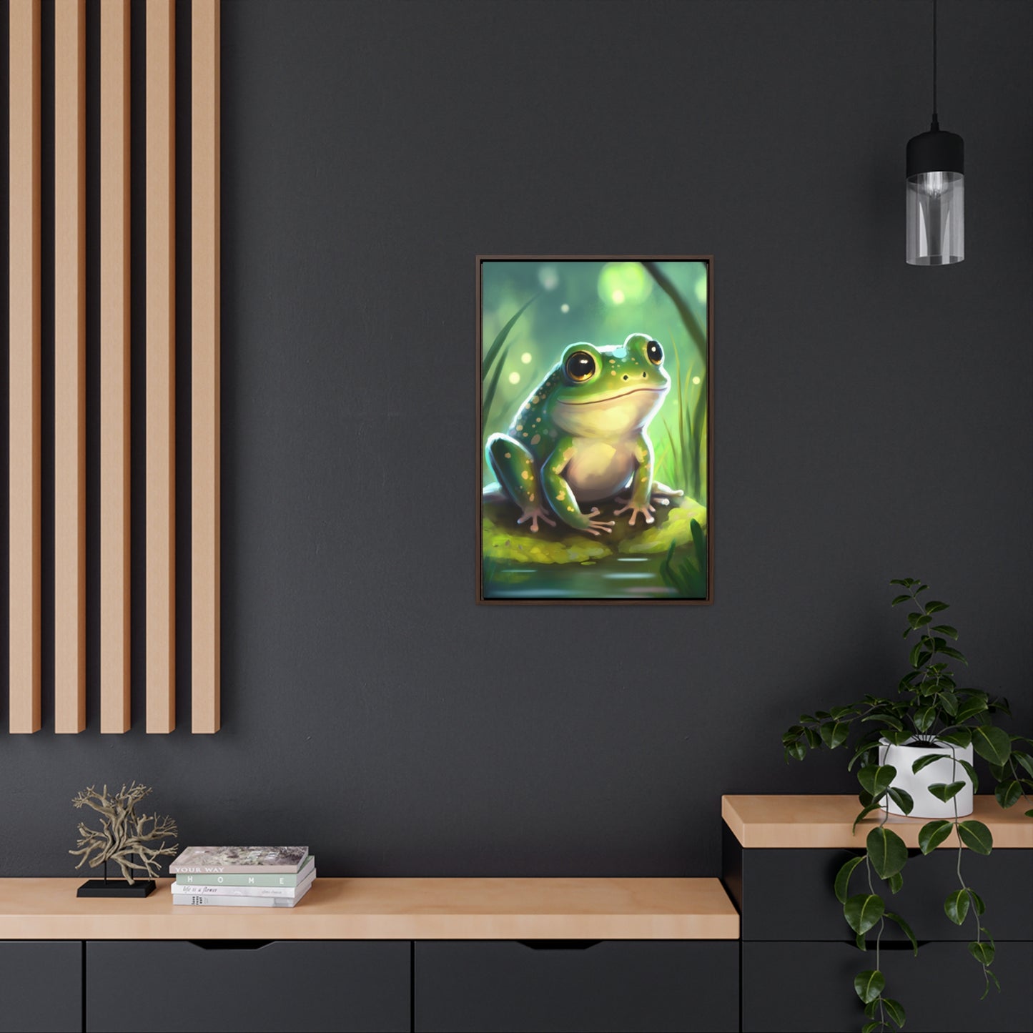 Green Frog - Gallery Framed Canvas Wall Art