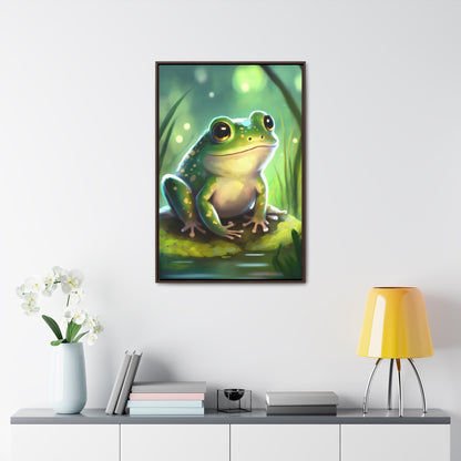 Green Frog - Gallery Framed Canvas Wall Art