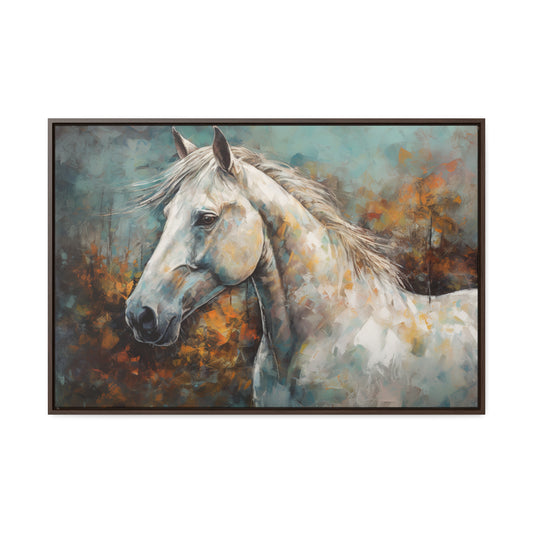 White Horse - Framed Canvas Wall Art