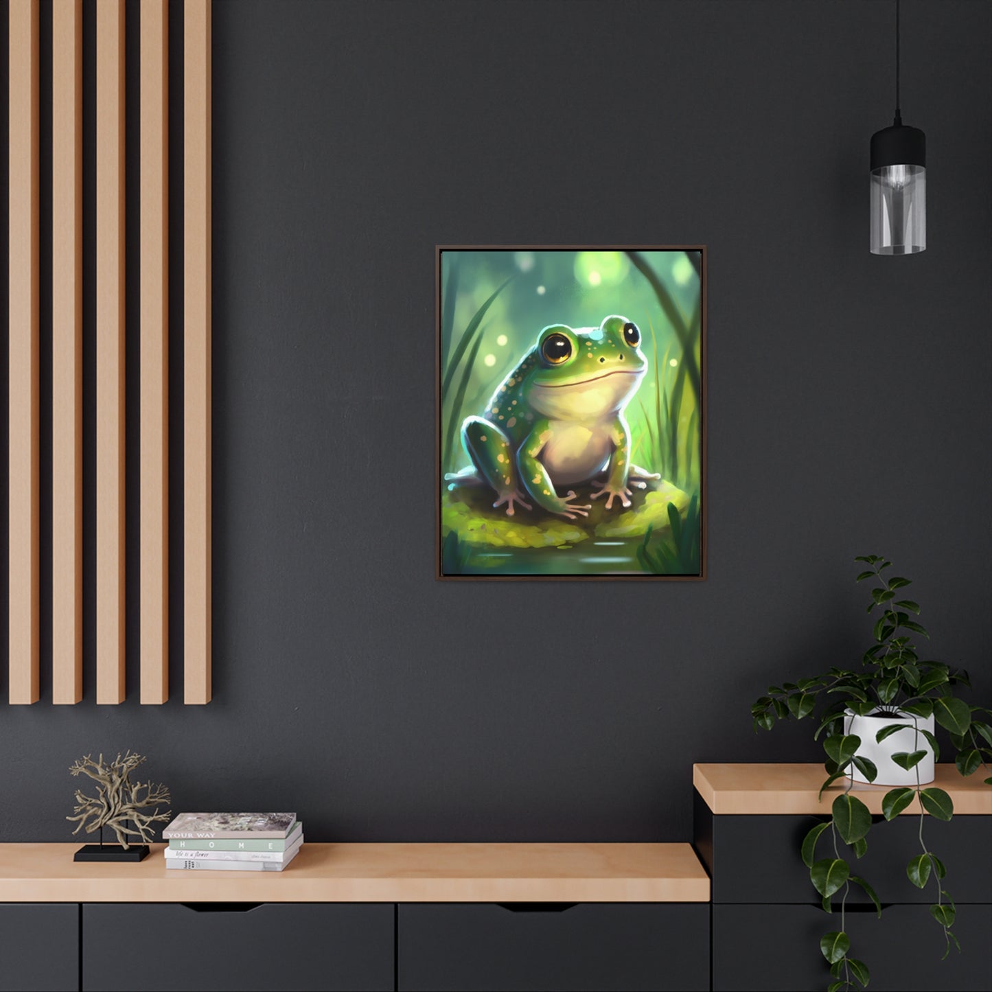 Green Frog - Gallery Framed Canvas Wall Art