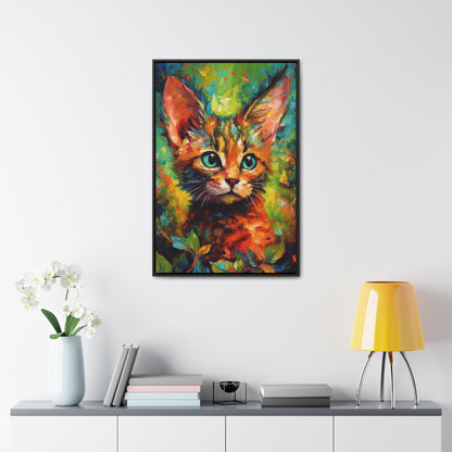 Cute Cat - Gallery Framed Canvas Wall Art