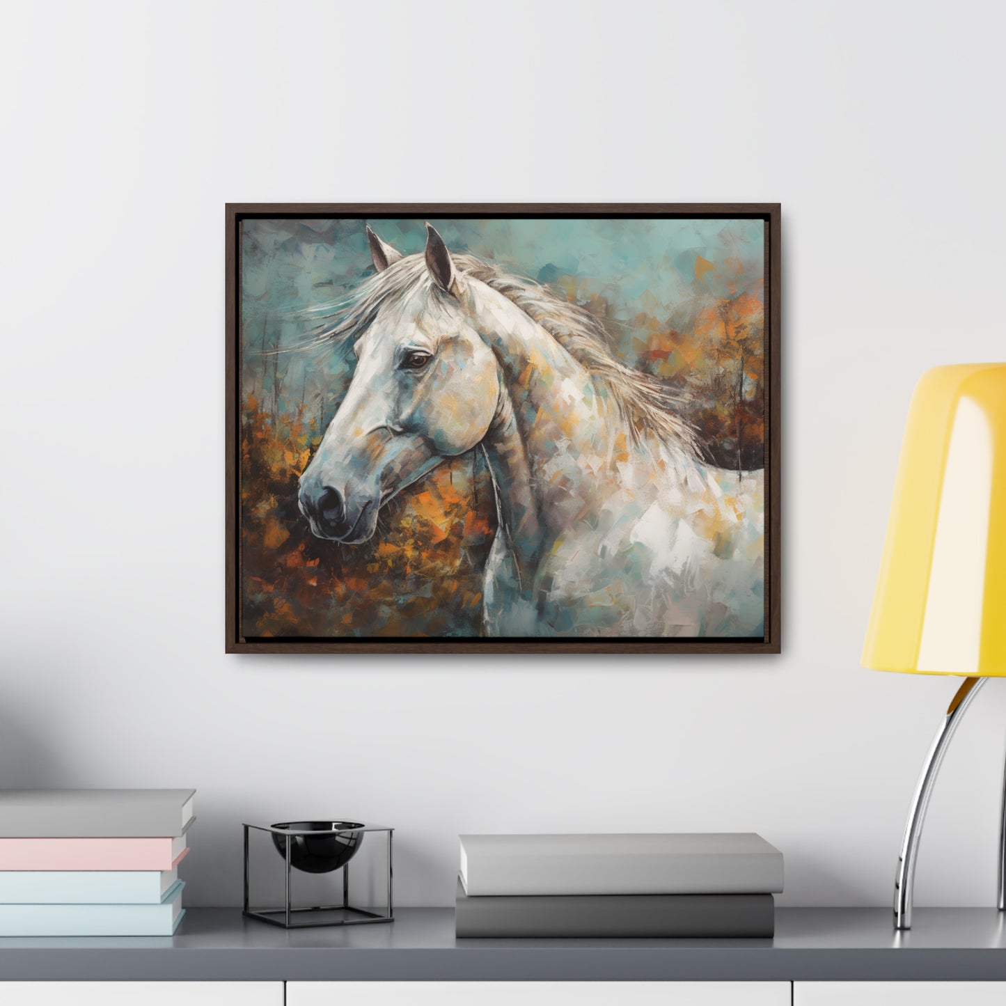 White Horse - Gallery Framed Canvas Wall Art