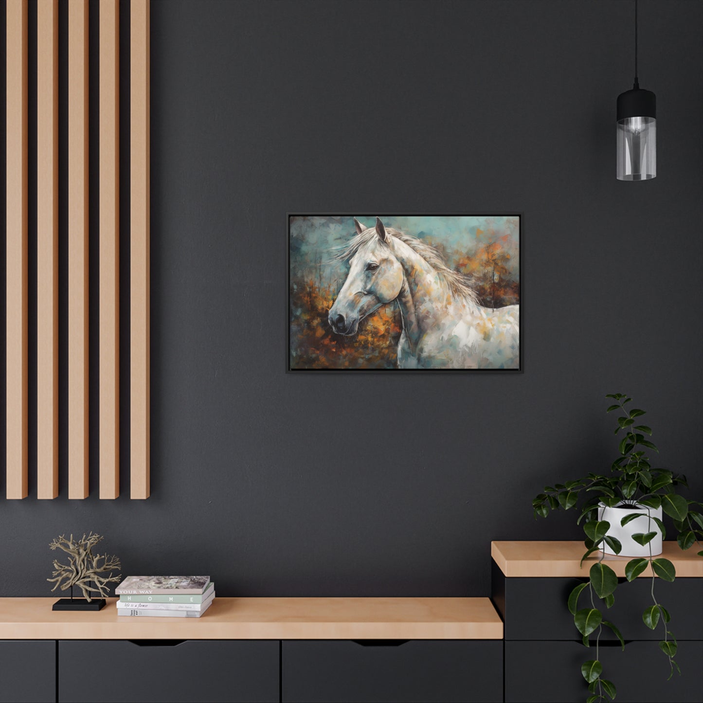 White Horse - Gallery Framed Canvas Wall Art