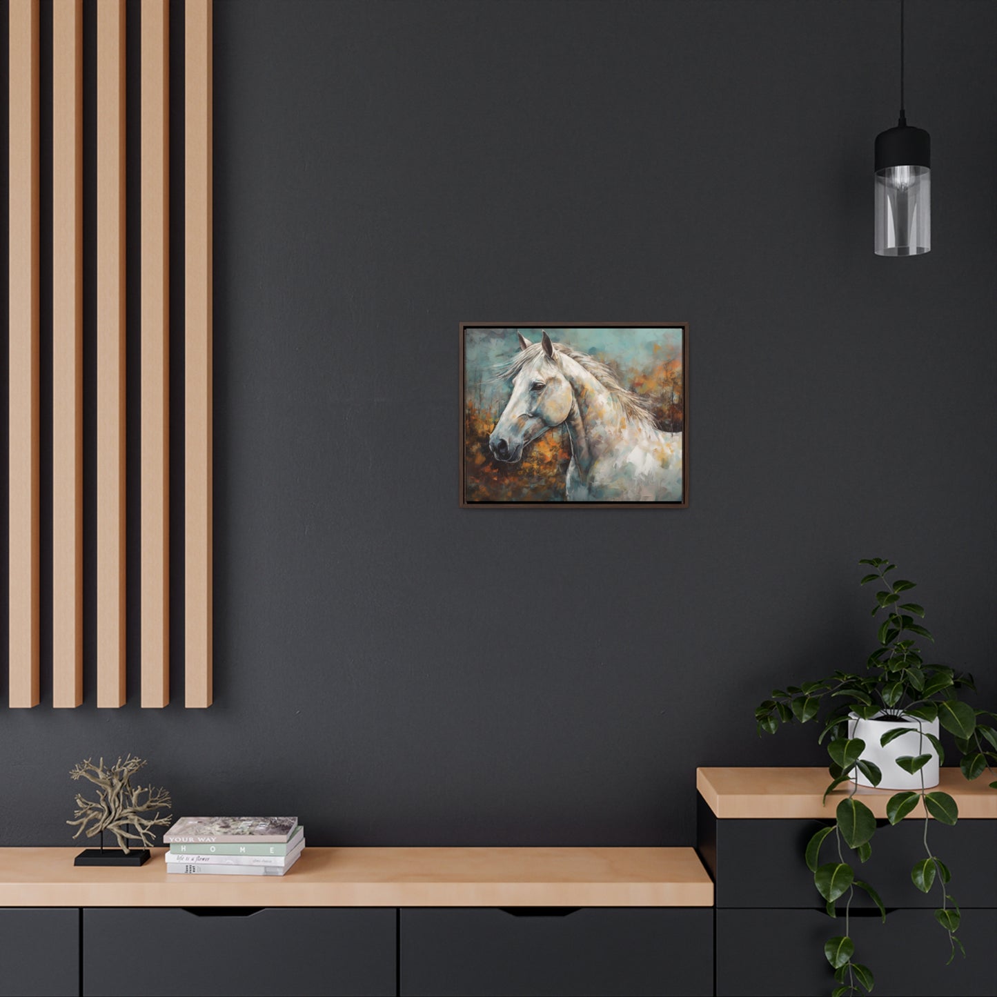 White Horse - Gallery Framed Canvas Wall Art