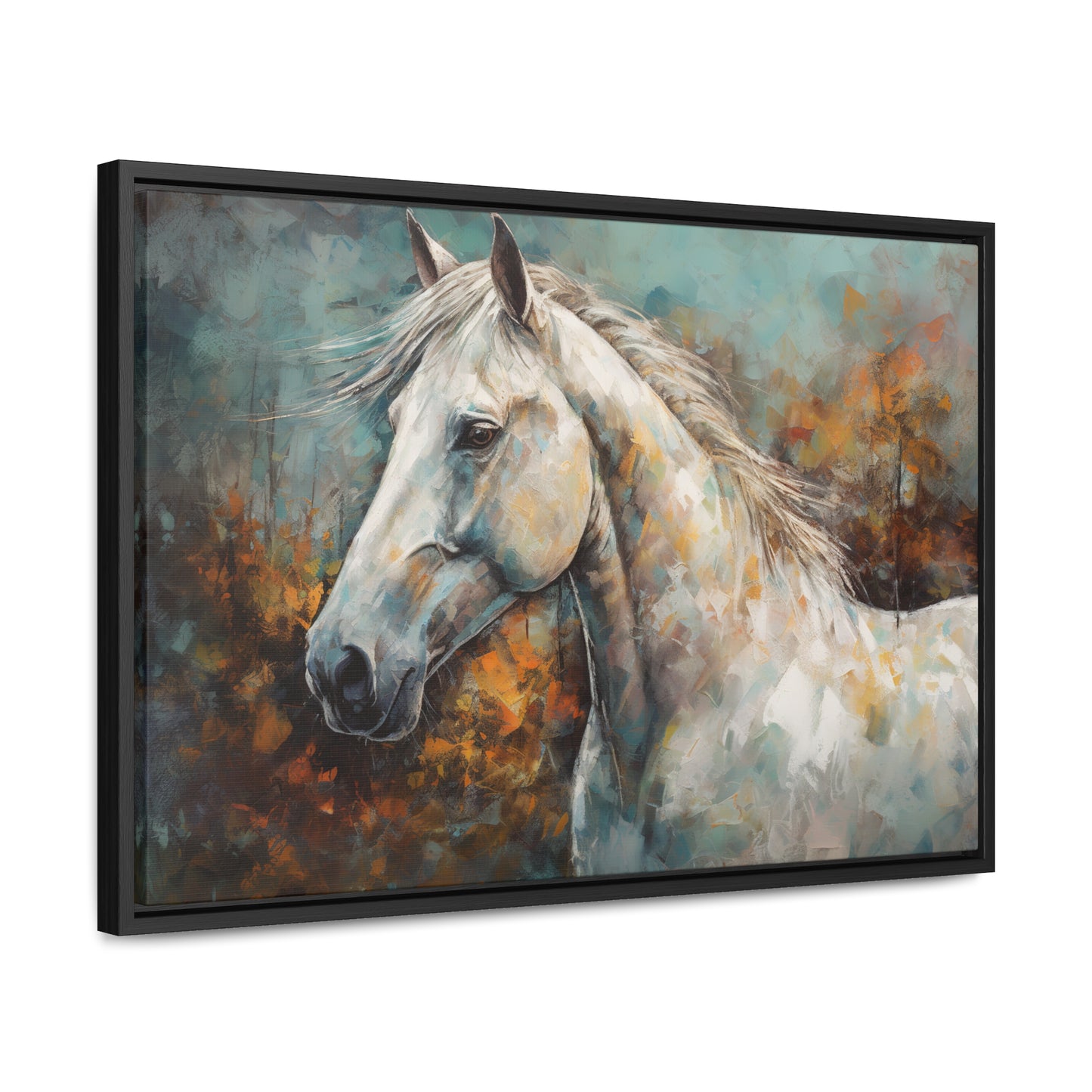 White Horse - Gallery Framed Canvas Wall Art