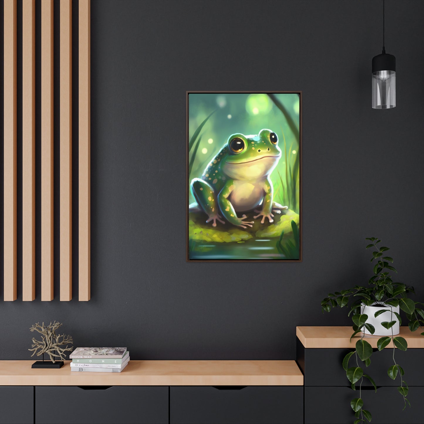 Green Frog - Gallery Framed Canvas Wall Art