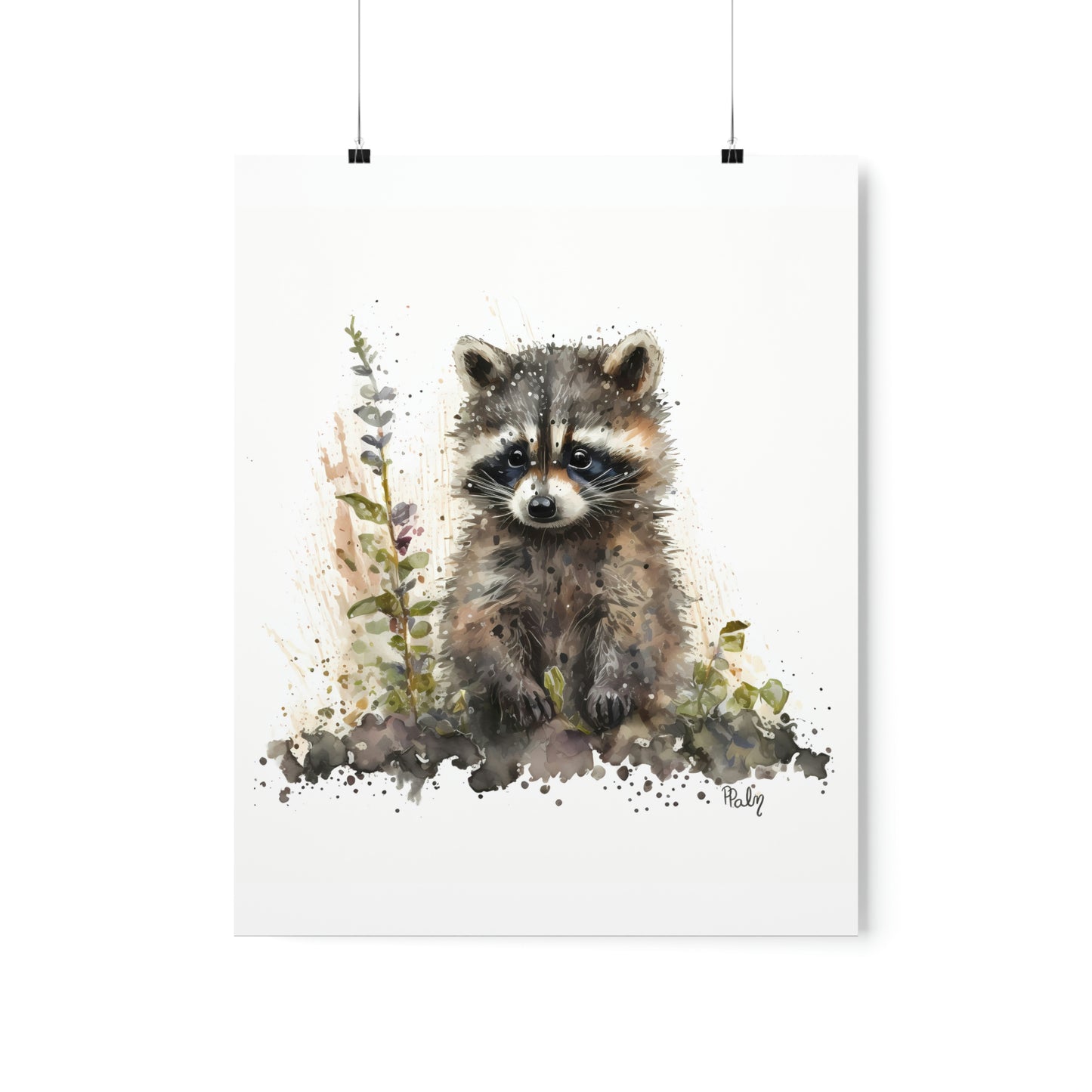 Watercolor Raccoon - Poster