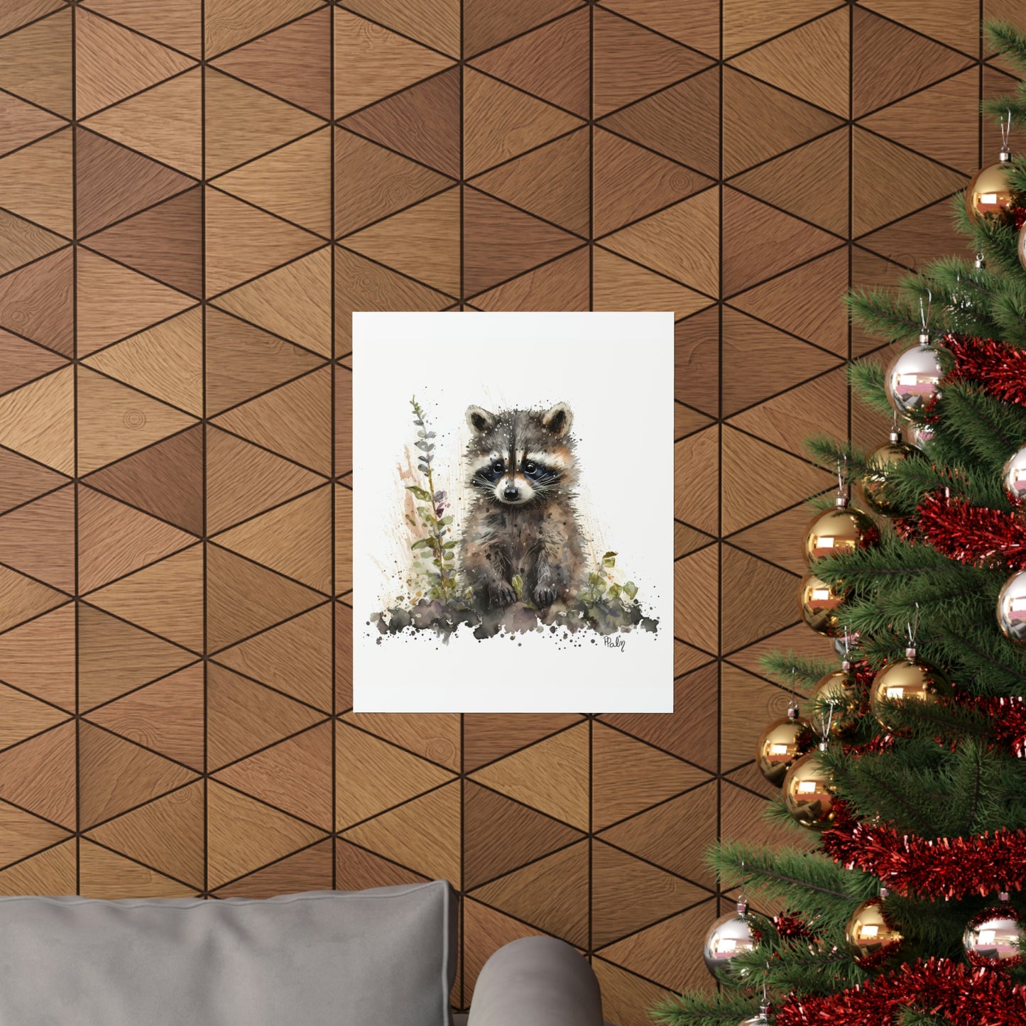 Watercolor Raccoon - Poster