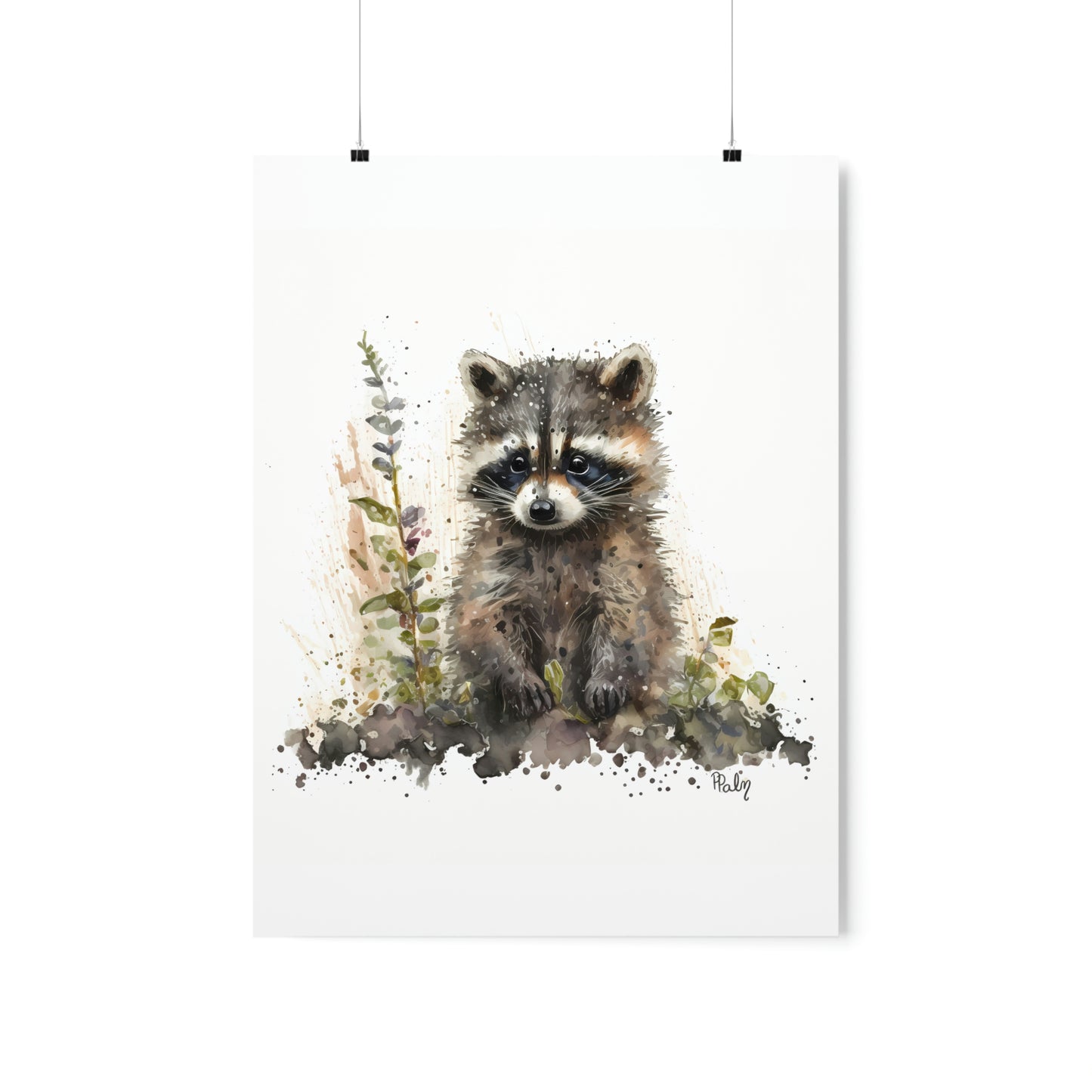 Watercolor Raccoon - Poster