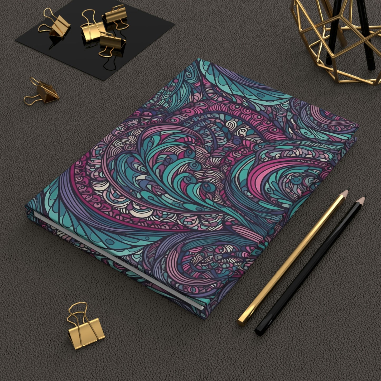 Pink & Teal Swirl - Hardcover Journal