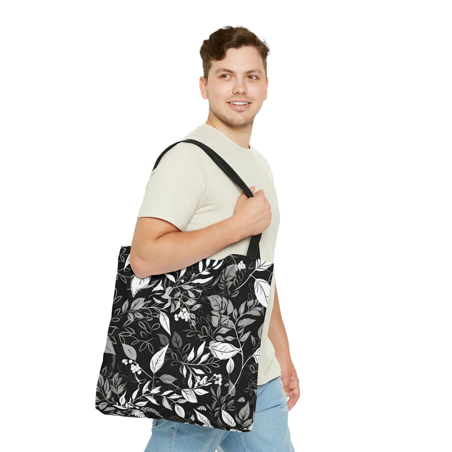 Black and White Floral - Tote Bag