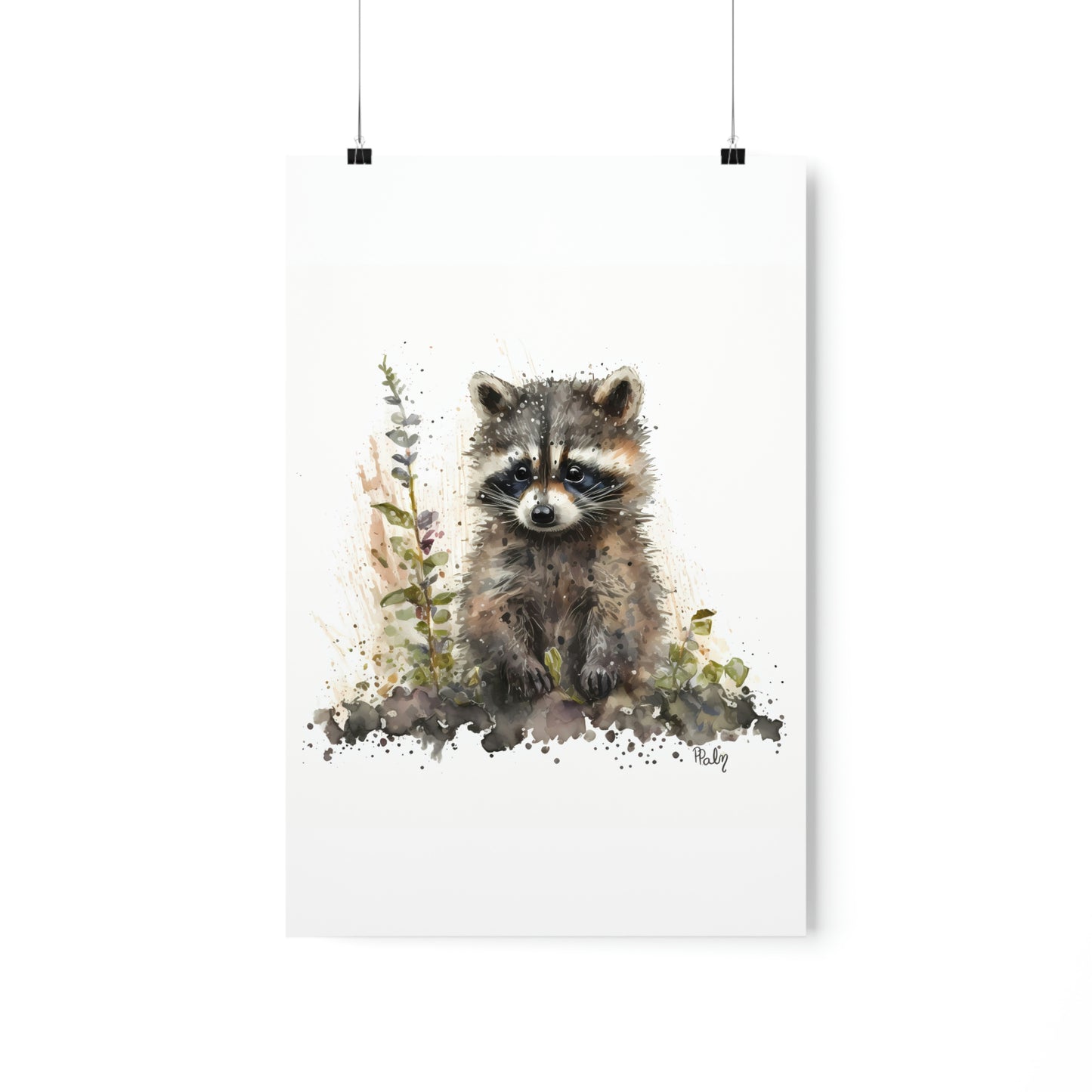 Watercolor Raccoon - Poster