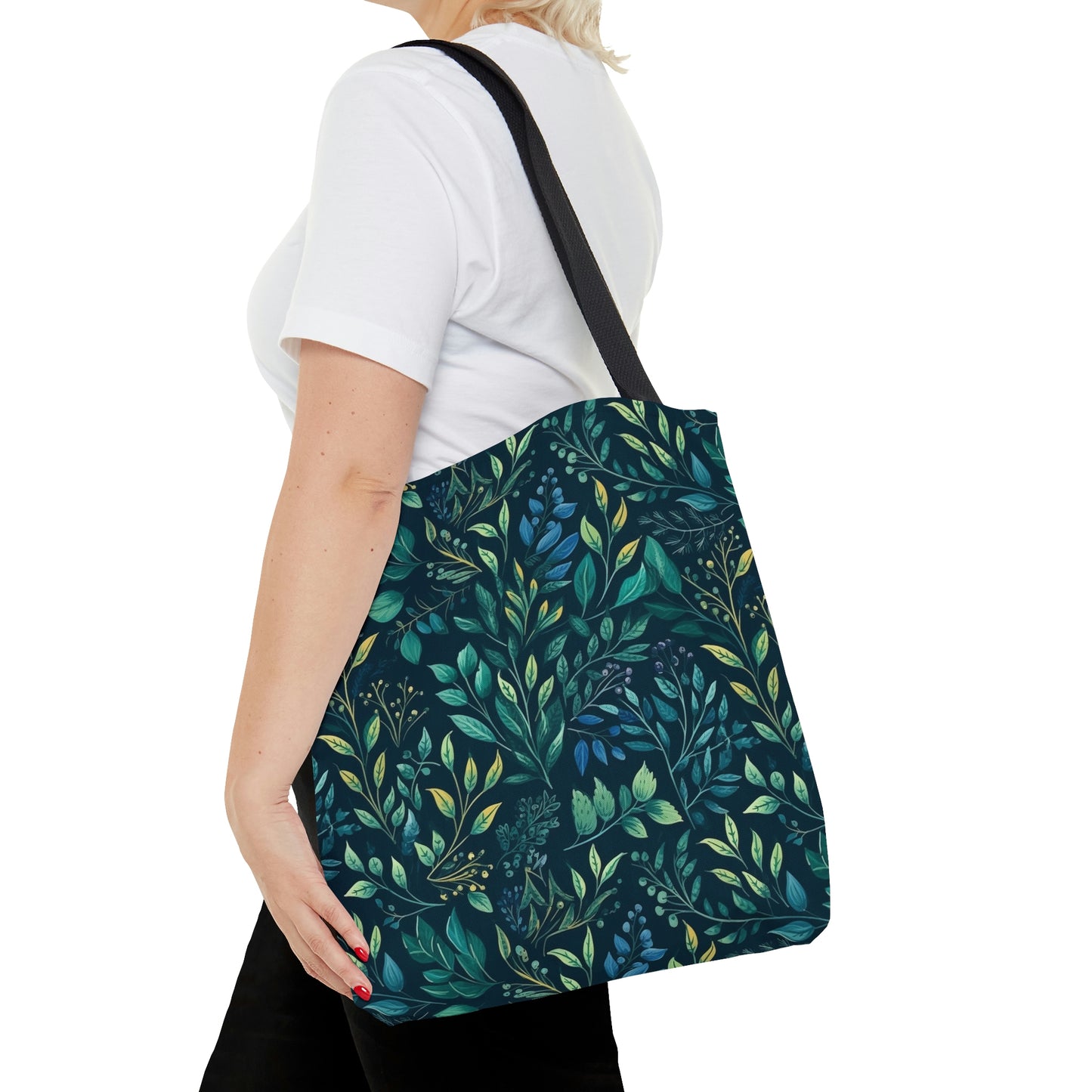 Green Leaves and Florals - Tote Bag