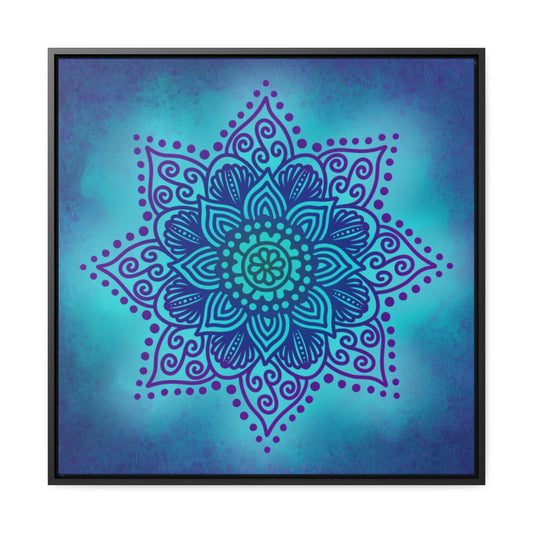 Teal Star Mandala Wall Art Framed