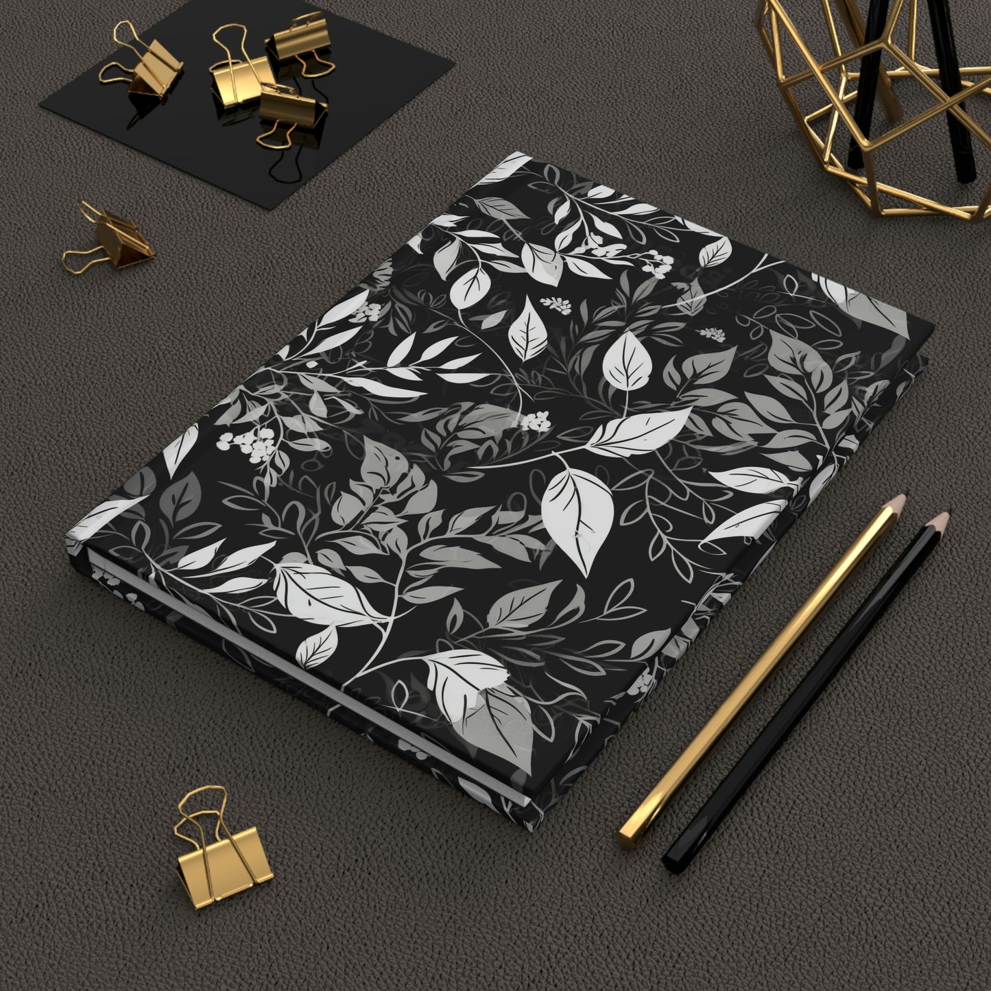 Black and White Floral - Hardcover Journal