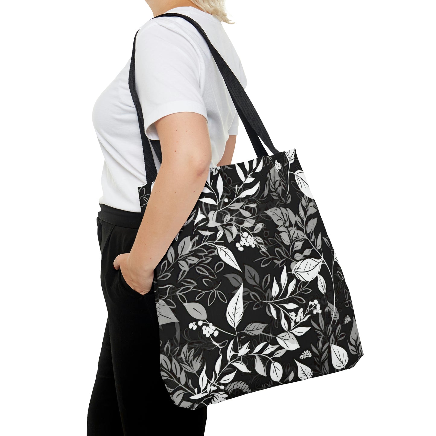 Black and White Floral - Tote Bag