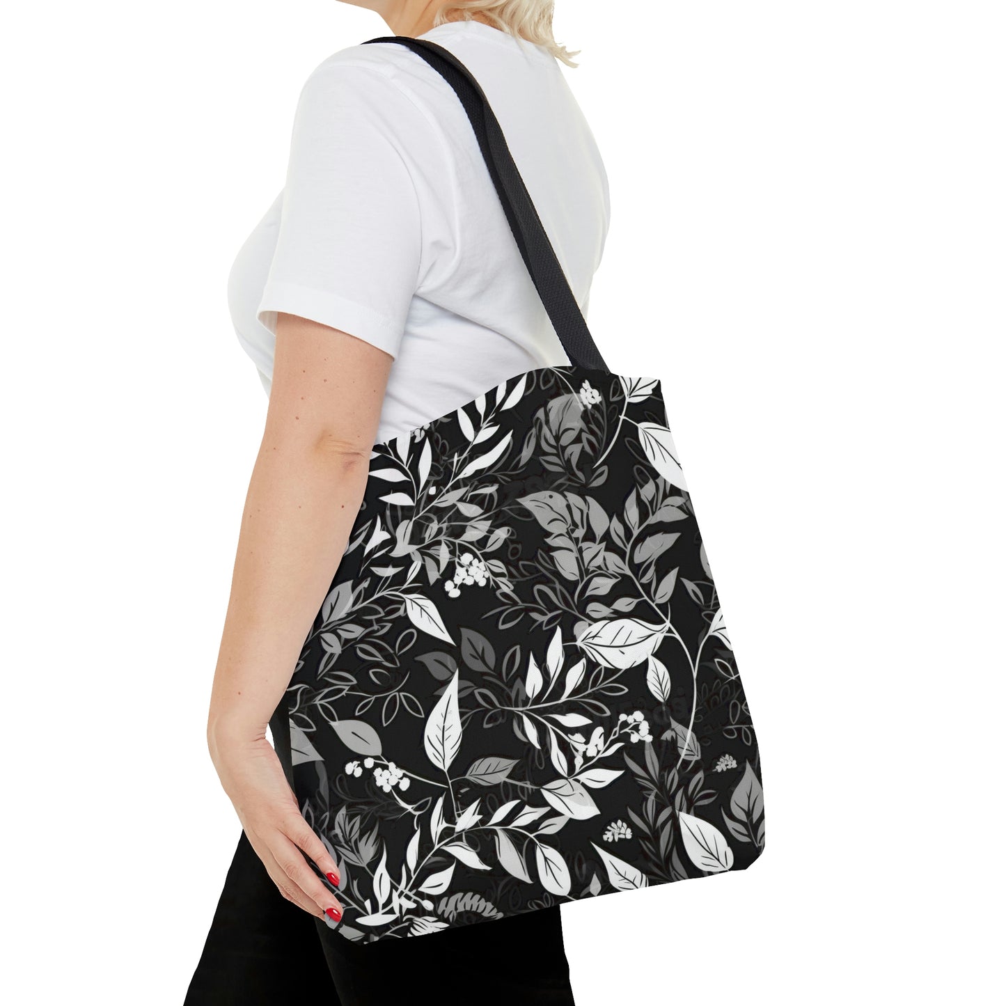 Black and White Floral - Tote Bag