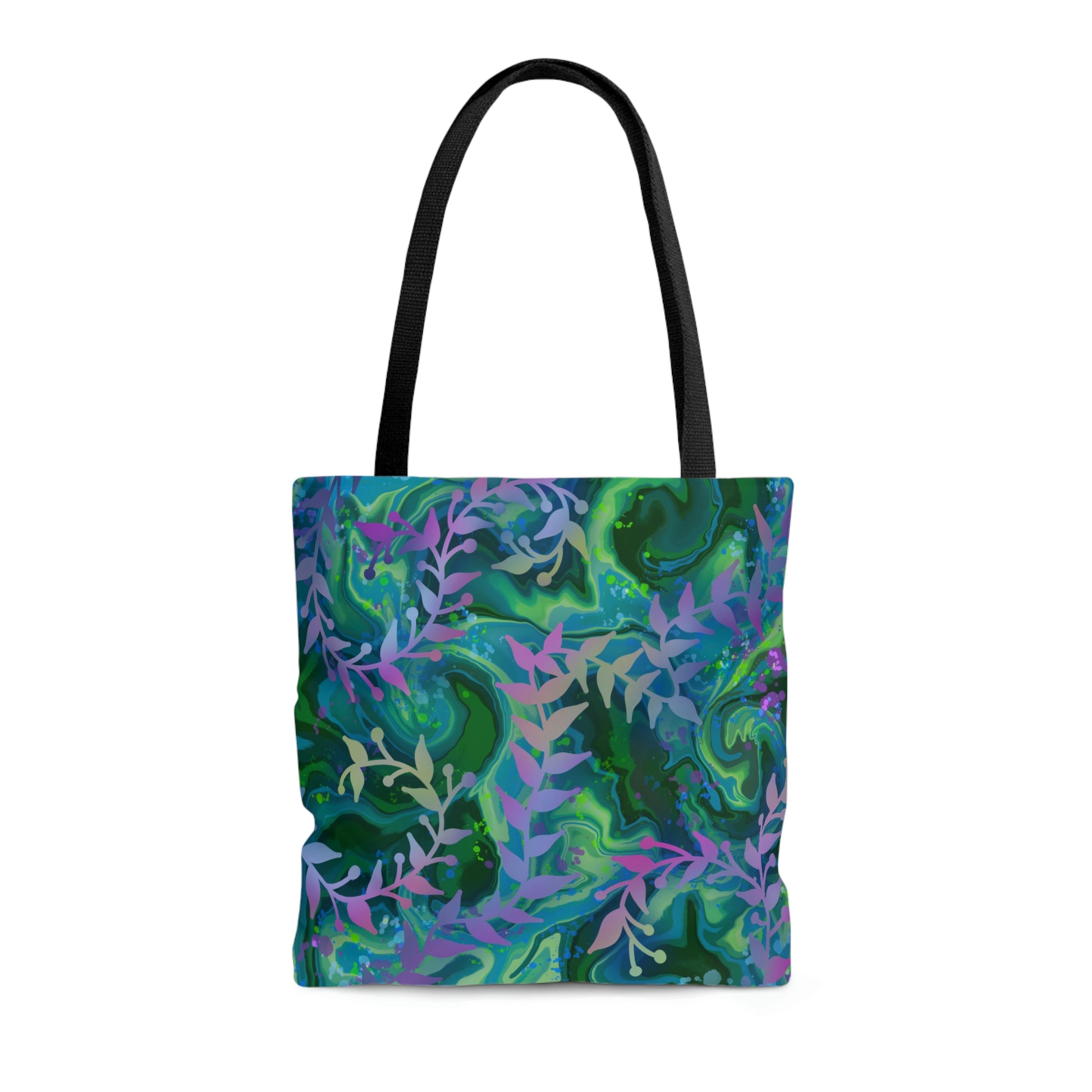 Green Swirls and Colorful Vines Tote Bag