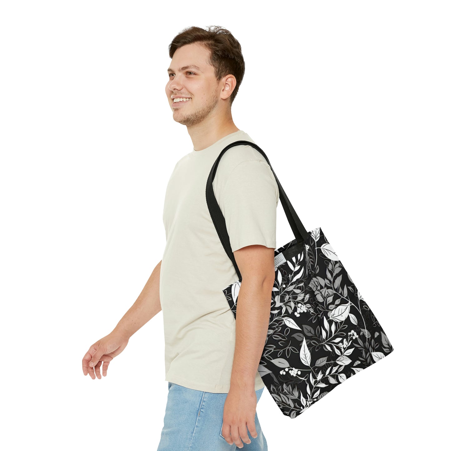 Black and White Floral - Tote Bag