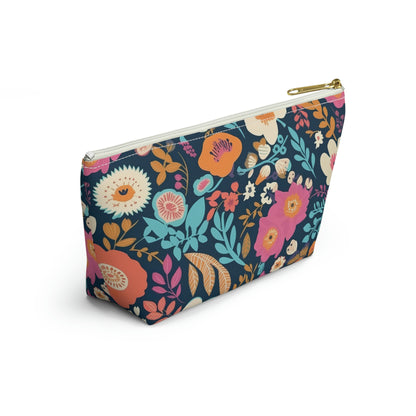 Playful Spring flowers - white - Makeup Bag – Nifty Ducks Co.