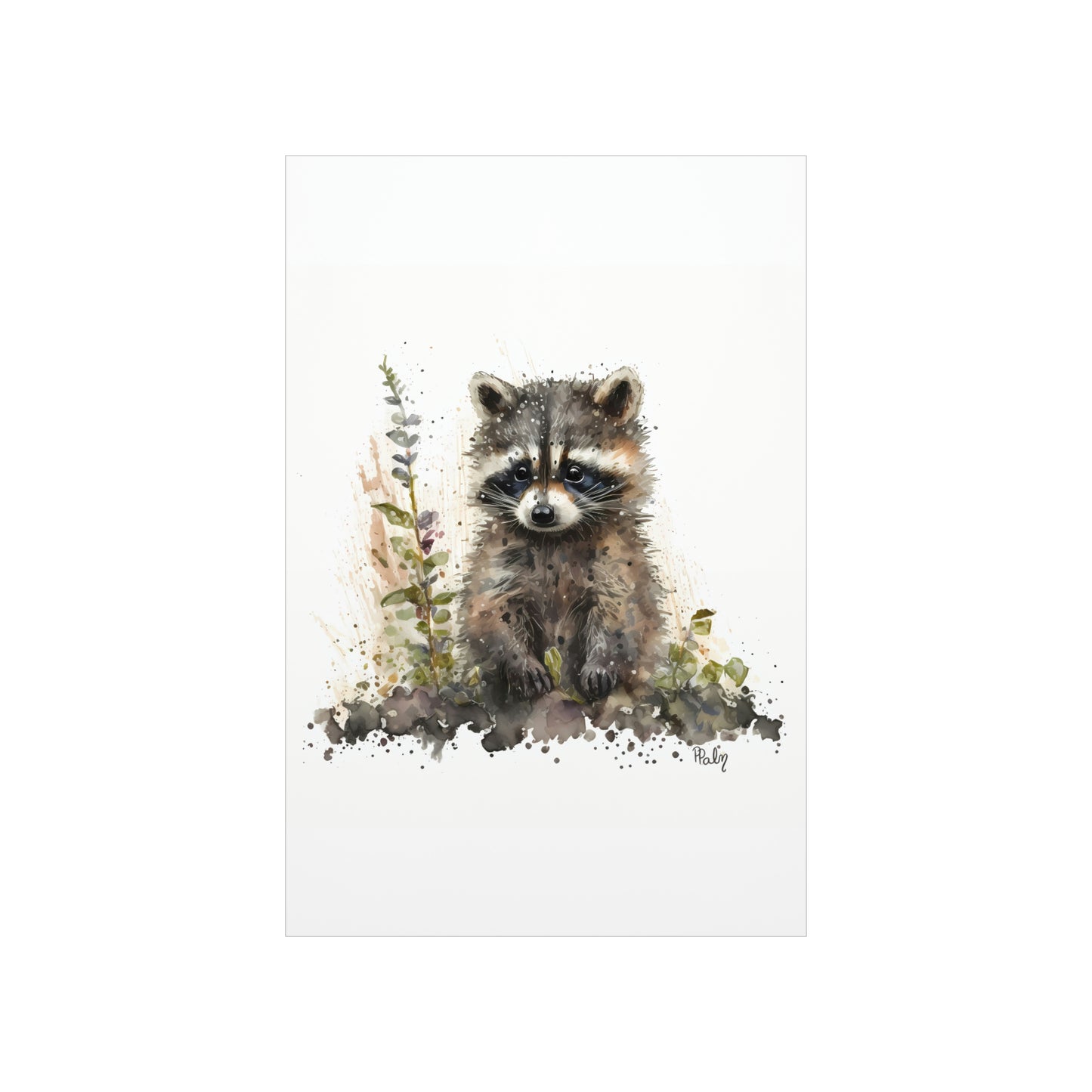 Watercolor Raccoon - Poster