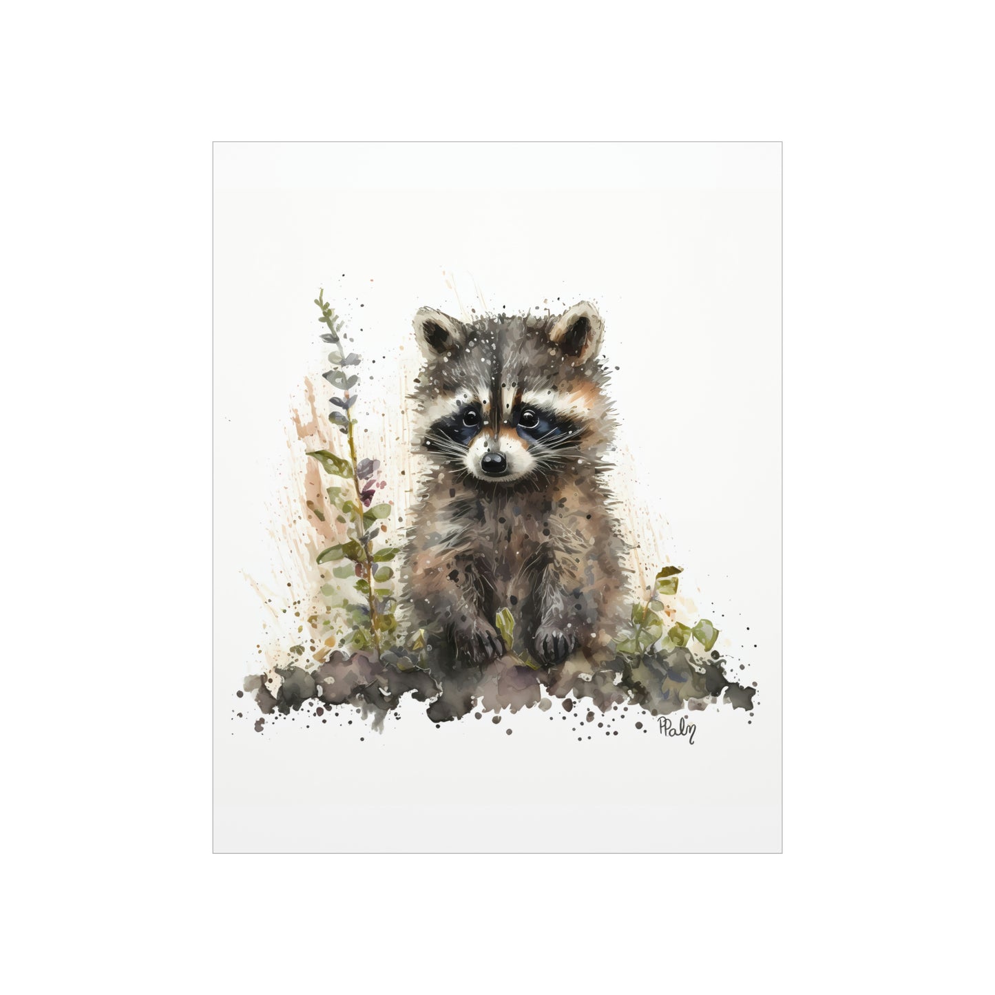 Watercolor Raccoon - Poster