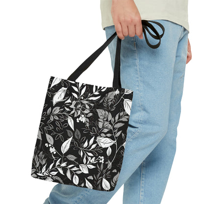 Black and White Floral - Tote Bag