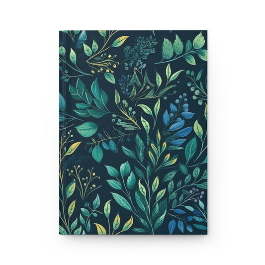 Green Leaves and Florals - Hardcover Journal