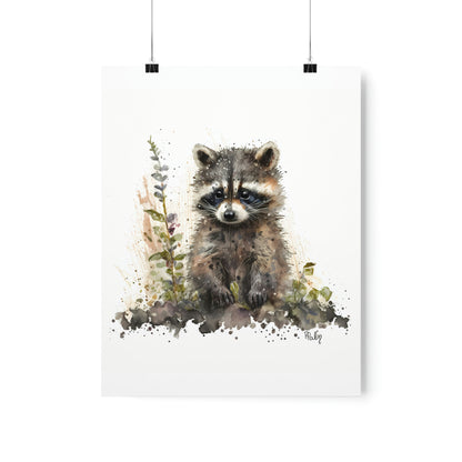 Watercolor Raccoon - Poster