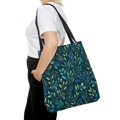 Green Leaves and Florals - Tote Bag