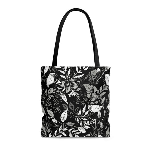 Black and White Floral - Tote Bag