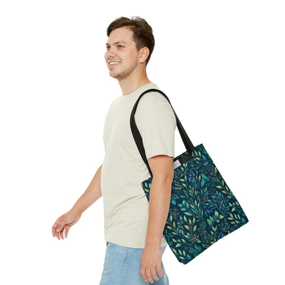 Green Leaves and Florals - Tote Bag