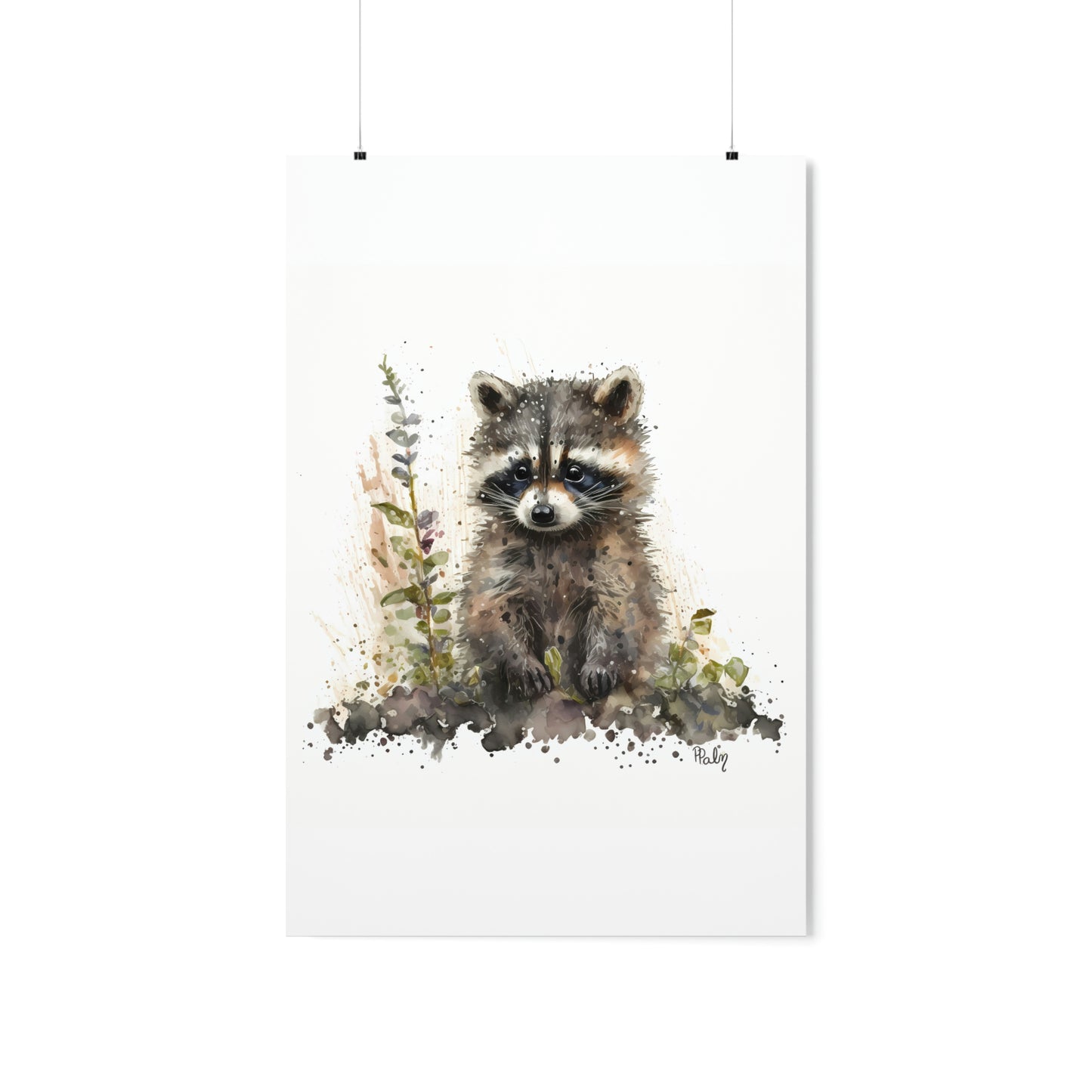 Watercolor Raccoon - Poster