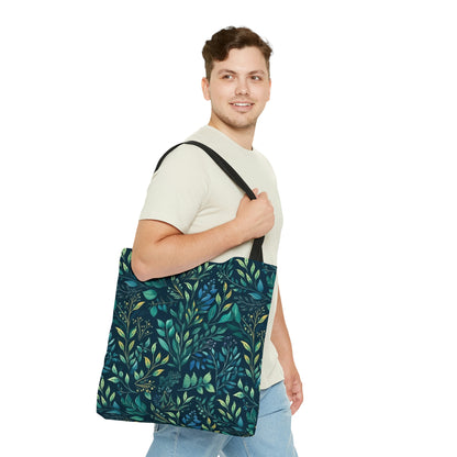 Green Leaves and Florals - Tote Bag