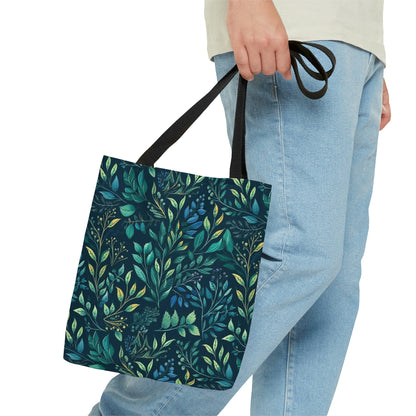 Green Leaves and Florals - Tote Bag