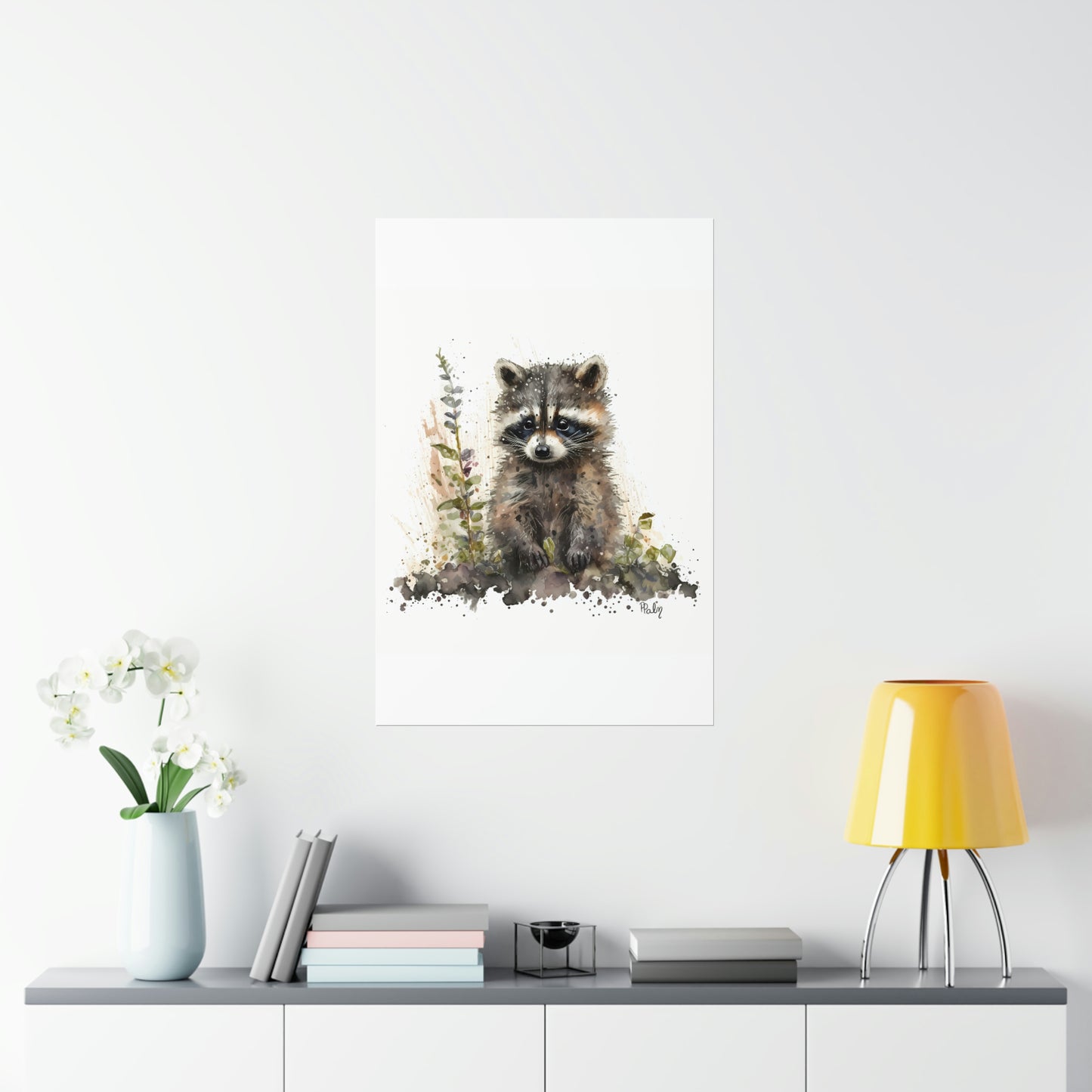 Watercolor Raccoon - Poster