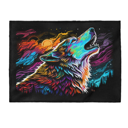 Colorful Wolf - Plush Blanket